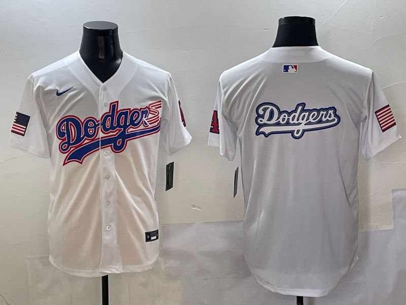 Men Los Angeles Dodgers Blank White national flag second generation joint name Nike 2025 MLB Jersey style 13
